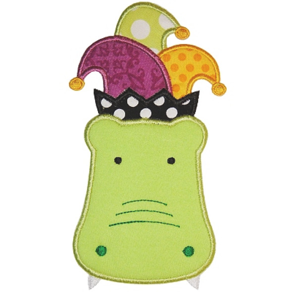 Mardi Gras Gator Machine Embroidery Design