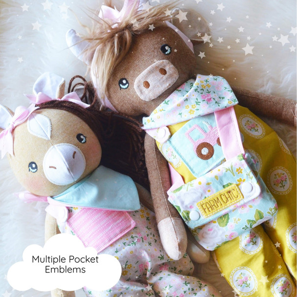 Doll Farm Overalls Bandana Pure Machine Embroidery Design