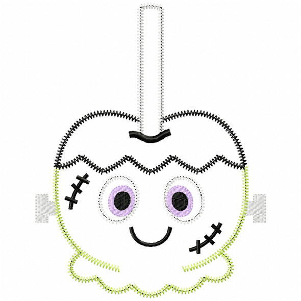Franken Candy Apple Satin and Zigzag Applique Embroidery Design