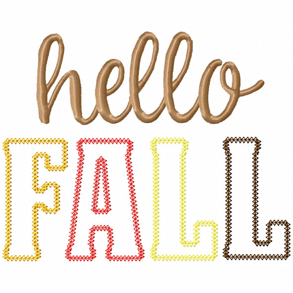 Hello Fall Vintage and Chain Applique Machine Embroidery Design