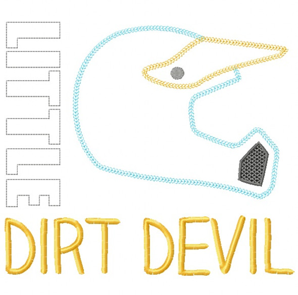 Little Dirt Devil Vintage and Chain Stitch Applique   Embroidery Design