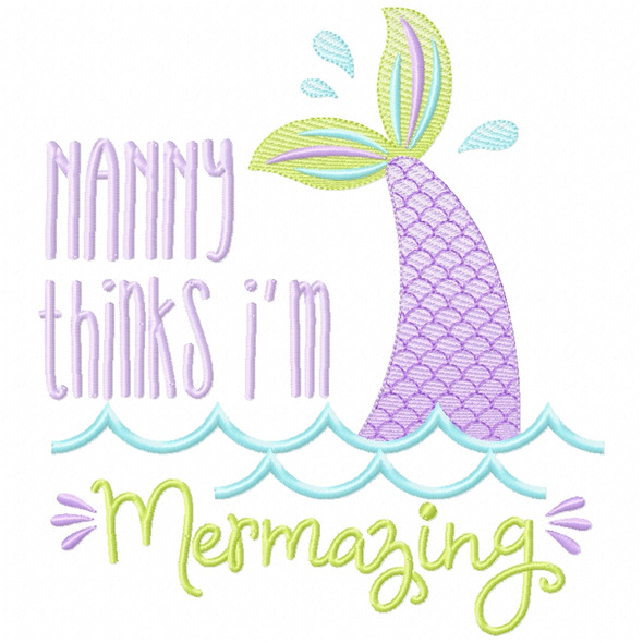Nanny Mermazing Sketch Applique   Embroidery Design