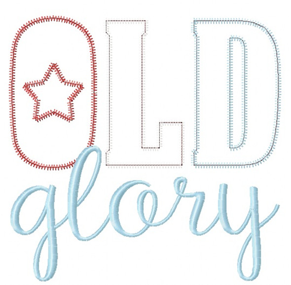 Old Glory Satin and Zigzag Applique Embroidery Design