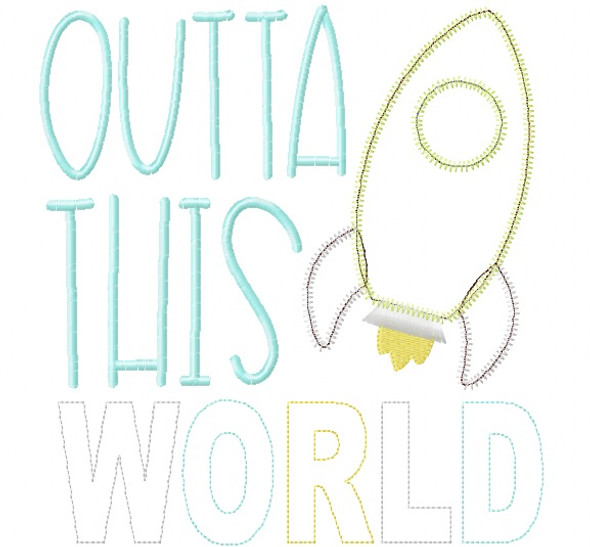 Outta This World Satin and Zigzag Stitch Applique   Embroidery Design