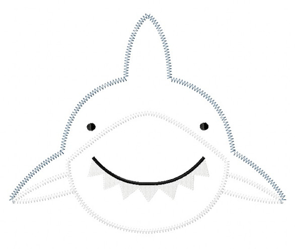 Shark 2 Satin and Zig Zag Applique Embroidery Design