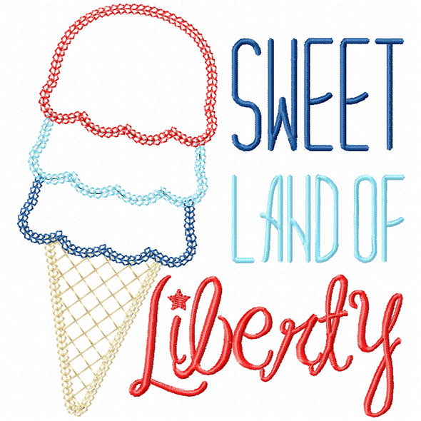 Sweet Land of Liberty Vintage and Chain Applique Embroidery Design