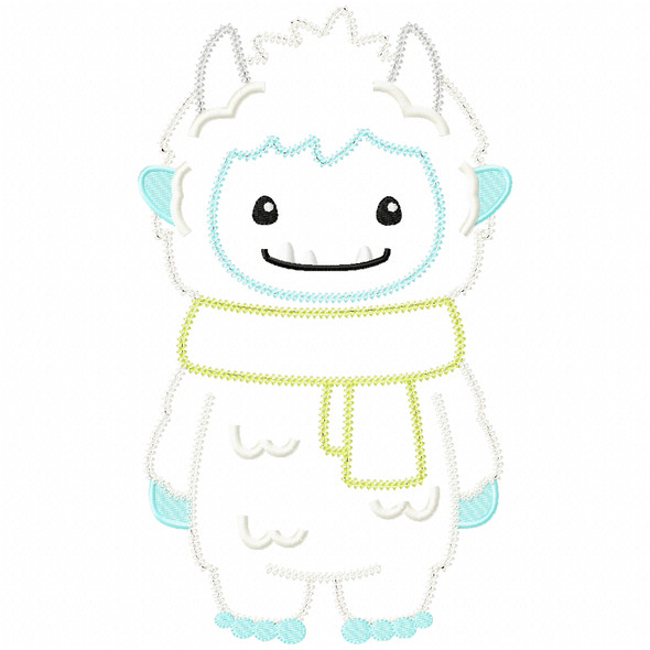 Winter Yeti Vintage and Chain Applique Embroidery Design