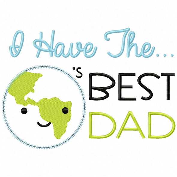 Worlds Best Dad Satin and Zigzag Applique Embroidery Design